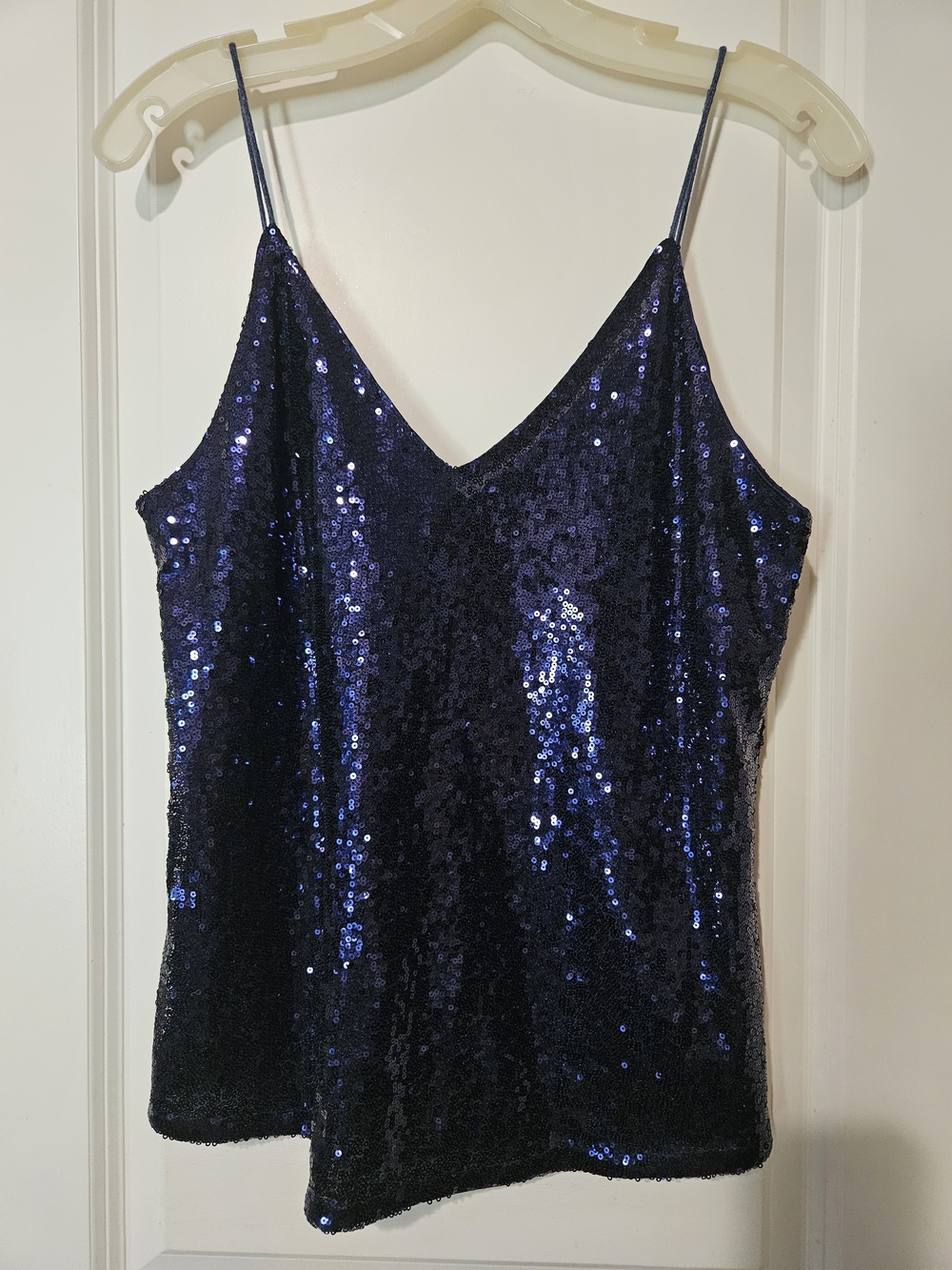 Source Unknown Navy Blue Sequin Camisole with Spaghetti Straps